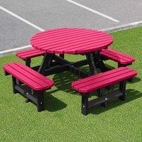 NBB Recycled Furniture NBB Recycled Plastic Round 200cm Picnic Table - Cranberry Red, Red
