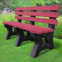 NBB Recycled Furniture NBB Recycled Plastic 2-3 Person Park Seat With Back - Cranberry Red, Red