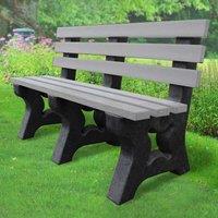 NBB Recycled Furniture NBB Recycled Plastic 2-3 Person Park Seat With Back - Grey, Grey