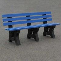 NBB Recycled Furniture NBB Recycled Plastic 3-4 Person Park Seat With Back - Blue, Blue