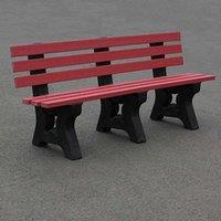 NBB Recycled Furniture NBB Recycled Plastic 3-4 Person Park Seat With Back - Cranberry, Red