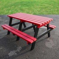 NBB Recycled Furniture NBB Junior Small 120cm Recycled Plastic Picnic Table - Cranberry Red, Red
