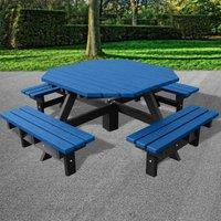 NBB Recycled Furniture NBB Junior 200cm Octagonal Recycled Plastic Picnic Table - Blue, Blue