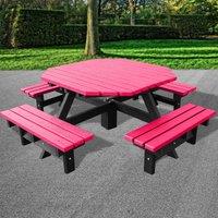 NBB Recycled Furniture NBB Junior 200cm Octagonal Recycled Plastic Picnic Table - Cranberry Red, Red