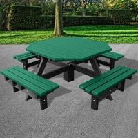 NBB Recycled Furniture NBB Junior 200cm Octagonal Recycled Plastic Picnic Table - Green, Green