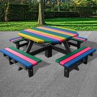 NBB Recycled Furniture NBB Junior 200cm Octagonal Recycled Plastic Picnic Table - Multi-Coloured, Multi