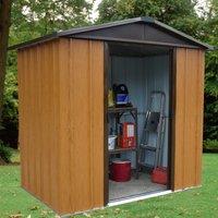 Yardmaster Woodview Tall Metal Apex Shed, Brown