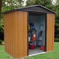 Yardmaster Woodview Metal Apex Shed 6 x 5ft with Floor Support Frame, Brown