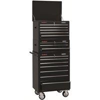 Draper 26" Combined Roller Cabinet and Tool Chest (15 Drawer) - Black, Black