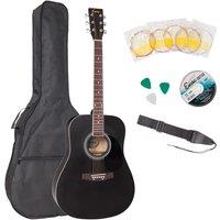 Encore Dreadnought Acoustic Guitar Outfit - Black, Black