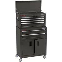Draper 24" Combined Roller Cabinet and Tool Chest (6 Drawer) - Black, Black
