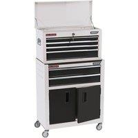 Draper 24" Combined Roller Cabinet and Tool Chest (6 Drawer) - White, White