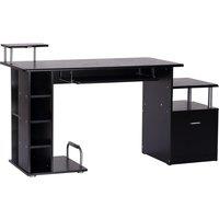 Zennor Hub Workstation with Drawers & Shelves - Black, Black