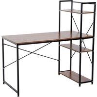 Zennor Zimr Metal Frame Workstation with 4-tier Bookshelf - Walnut/Black, Brown
