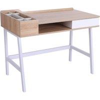Solstice Atmos Computer Desk with Storage Unit & Metal Frame - White/Oak, White