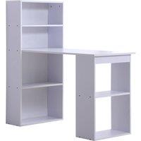 Zennor 120cm Modern Computer Desk with Bookshelf & Shelves - White, White