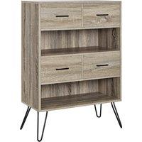 Solstice Tarvos Retro Bookcase with Bins - Distressed Grey Oak/Sonoma Oak, Grey