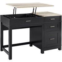 Solstice Janus Lift Top Desk - Black/Weathered Oak, Black