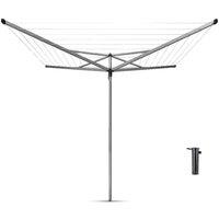 Brabantia Rotary Dryer Essential 40m with Ground Tube - Metallic Grey, Grey