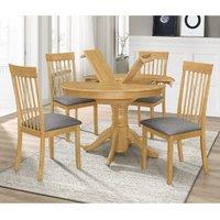 Heartlands Furniture Leicester Dining Set with 4 Chairs Light Oak, Brown