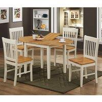 Heartlands Furniture Stacey White Extending Dining Set with 4 Chairs, Brown