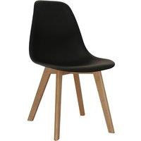 Heartlands Furniture Set Of 4 Belgium Plastic Chairs with Solid Beech Legs Black, Black