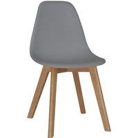 Heartlands Furniture Set Of 4 Belgium Plastic Chairs with Solid Beech Legs Grey, Grey