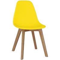 Heartlands Furniture Set Of 4 Belgium Plastic Chairs with Solid Beech Legs - Yellow, Yellow