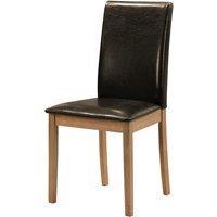 Heartlands Furniture Set Of 2 Healey Solid Rubberwood Chairs With Faux Leather Seats- Brown, Brown