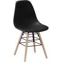 Heartlands Furniture Set Of 4 Lilly Plastic Chairs with Solid Beech Legs - Black, Black