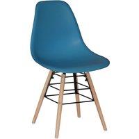 Heartlands Furniture Set Of 4 Lilly Plastic Chairs with Solid Beech Legs - Dark Blue, Blue