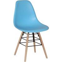 Heartlands Furniture Set Of 4 Lilly Plastic Chairs with Solid Beech Legs - Light Blue, Blue