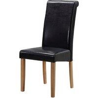 Heartlands Furniture Set Of 2 Marley Solid Rubberwood Chairs With Faux Leather Seats - Black, Black
