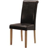 Heartlands Furniture Set Of 2 Marley Solid Rubberwood Chairs With Faux Leather Seats - Brown, Brown