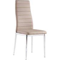 Heartlands Furniture Set Of 6 Pearl Faux Leather Chairs with Chrome Legs - Beige, Cream