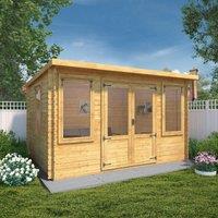 Mercia 4m x 3m Pent Log Cabin - 19mm, Brown