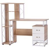 Zennor Decorah Workstation Desk with Drawers & Shelves - Oak/White, White