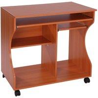 Zennor Wheeled Compact Desk - Cherry Wood, Brown