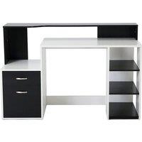 Zennor Galena Multi Level Computer Desk with Shelves & Storage - Black/White, Black