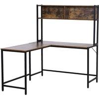 Zennor State Industrial Corner L-Shape Desk w/ Shelf, Brown