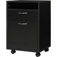 Zennor Donati 2 Draw Filing Cabinet with Open Shelf & Wheels - Black, Black