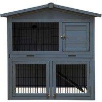 Charles Bentley Two Storey Rabbit Hutch with Play Area Grey, Grey
