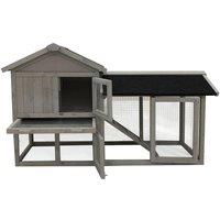 Charles Bentley Two Storey Hutch with Run - Grey, Grey