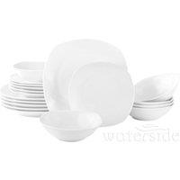 The Waterside 18 Piece Everyday Square Dinner Set - White, White