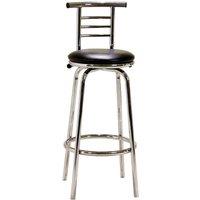 Heartlands Furniture 104cm Chrome Bar Stool with Swivel Seat and Backrest, Black