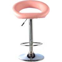 Heartlands Furniture Murry Adjustable Height Bar Stool Chrome and Pink, Pink