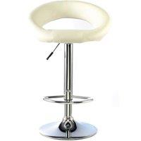 Heartlands Furniture Murry Adjustable Height Bar Stool Chrome and White, White