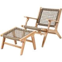 Pacific Lifestyle Sesto Set (Single Chair and Hocker) - Light Teak, Brown