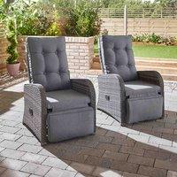 Monaco 2-Piece Rattan Deluxe Reclining Chair Set, Grey
