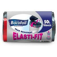 Bacofoil 50L Elasti-Fit Kitchen Bin Liners - Pack of 10